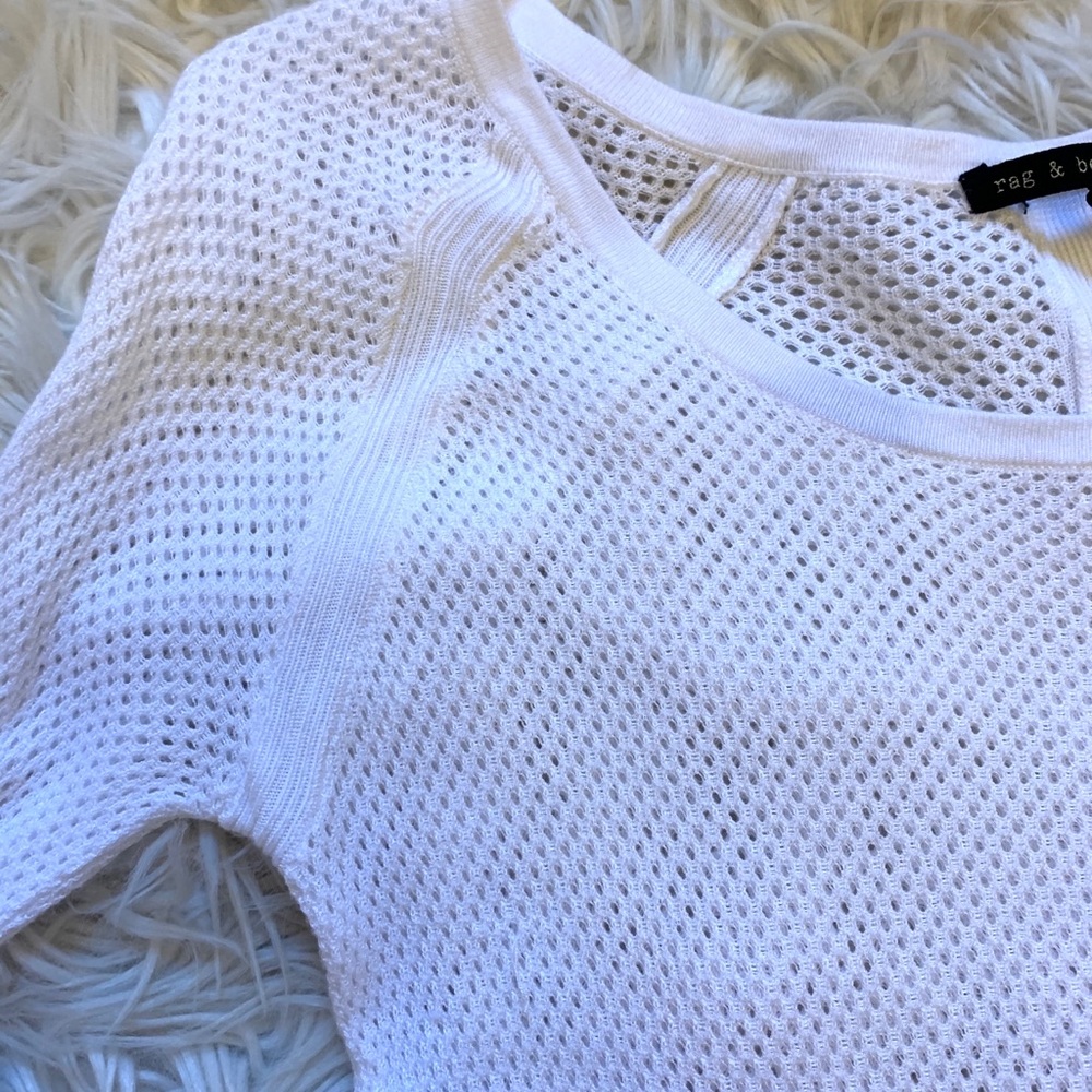 Rag & Bone Mesh Perforated Raglan White Top - image 3